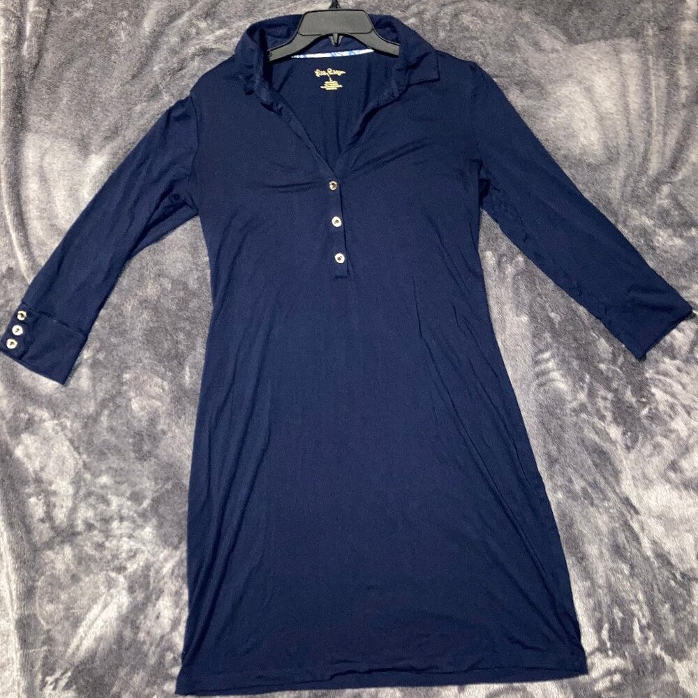 Lilly Pulitzer L Dark Blue Dress Style #88189